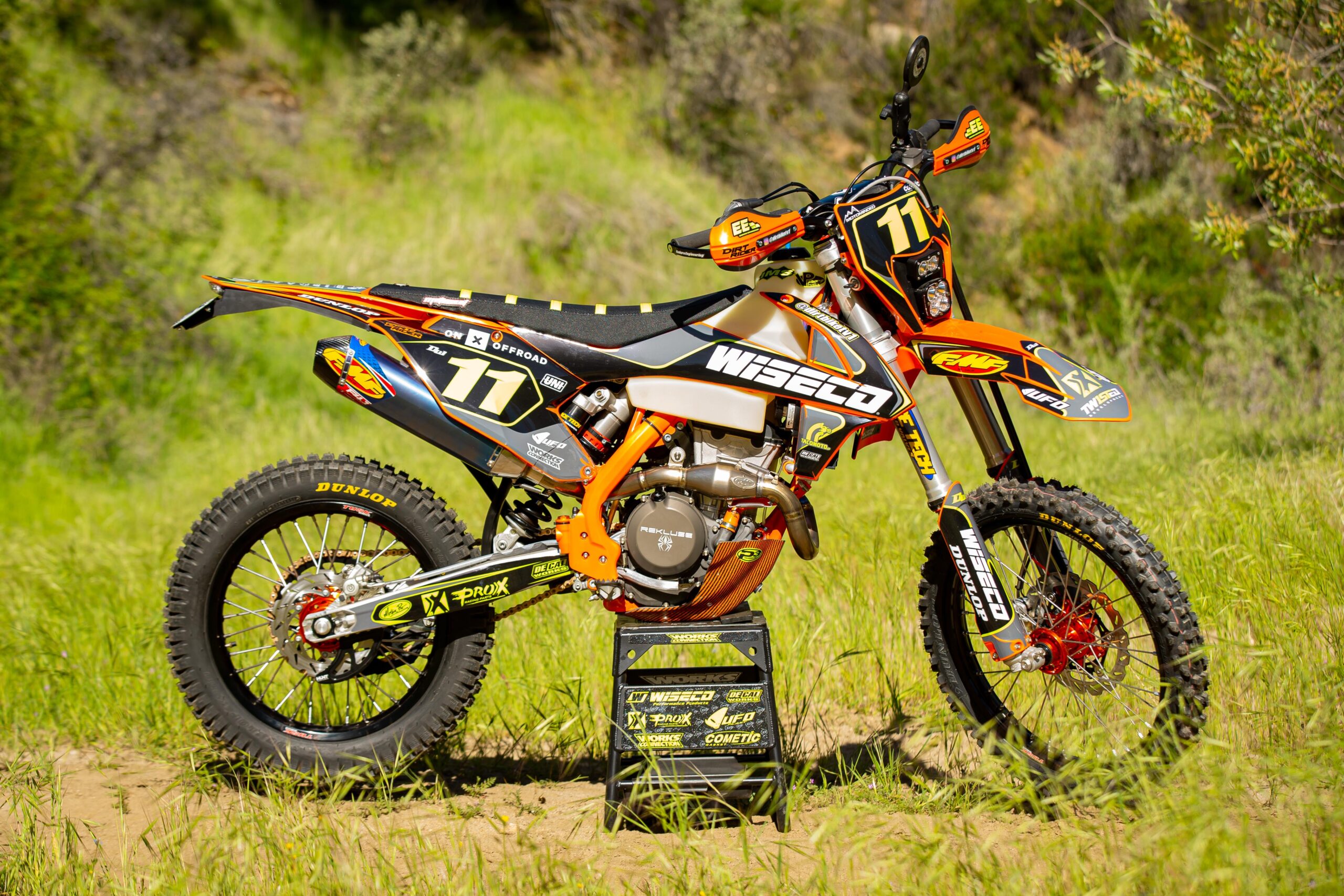 Orange dual sport motorcycle
